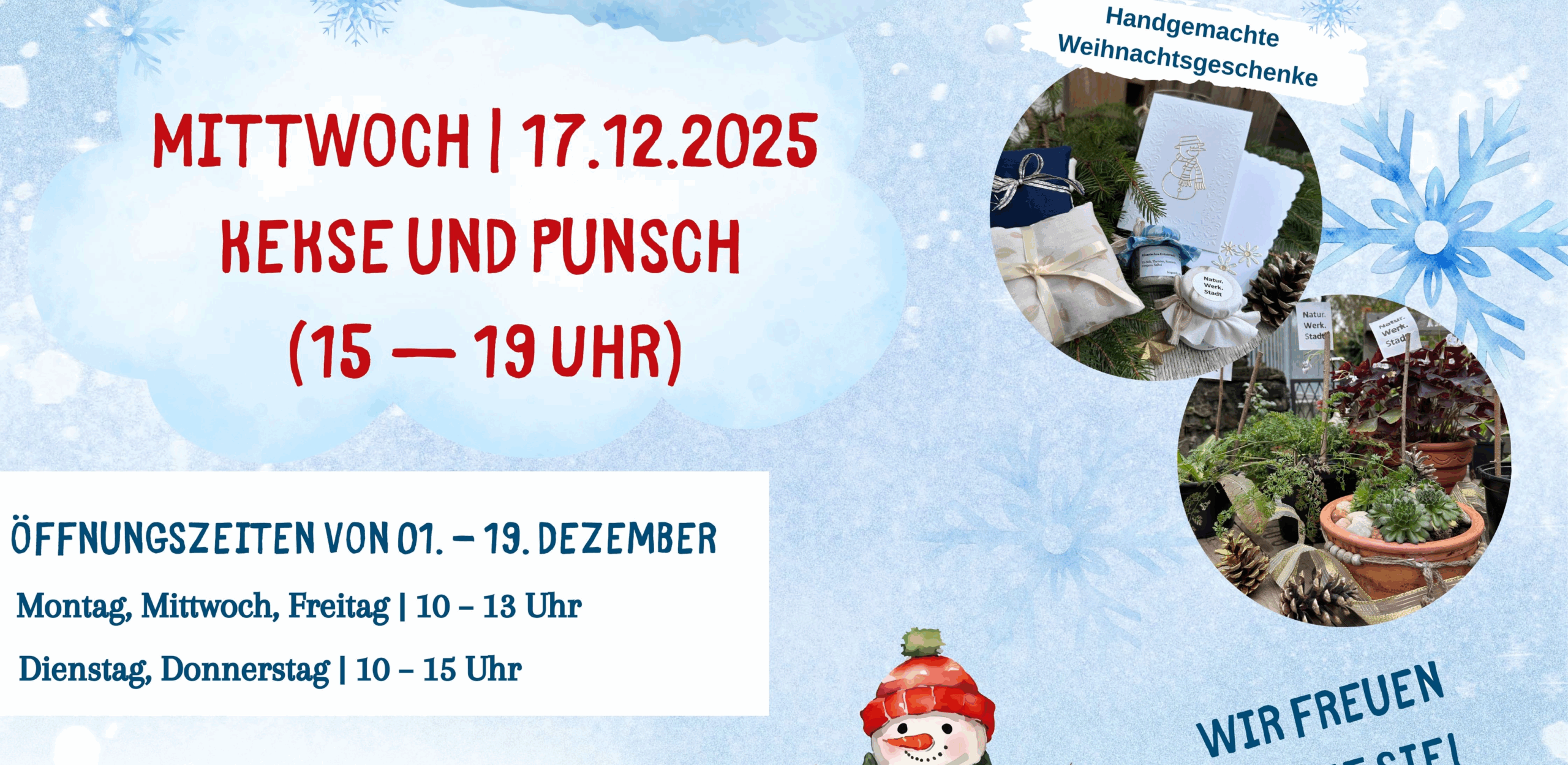 🗓️ 17.12.2025 | Einladung zu Punsch und Keksen im Rahmen unseres Weihnachtsbasars